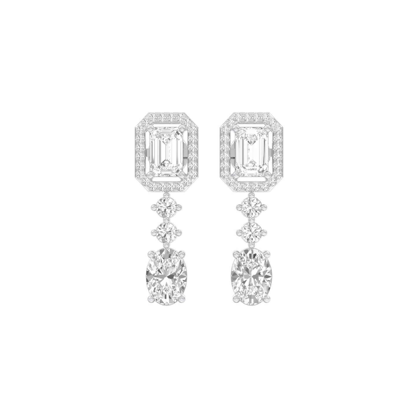 Glacier Block Diamond Drop Earrings 18 KT / White Gold