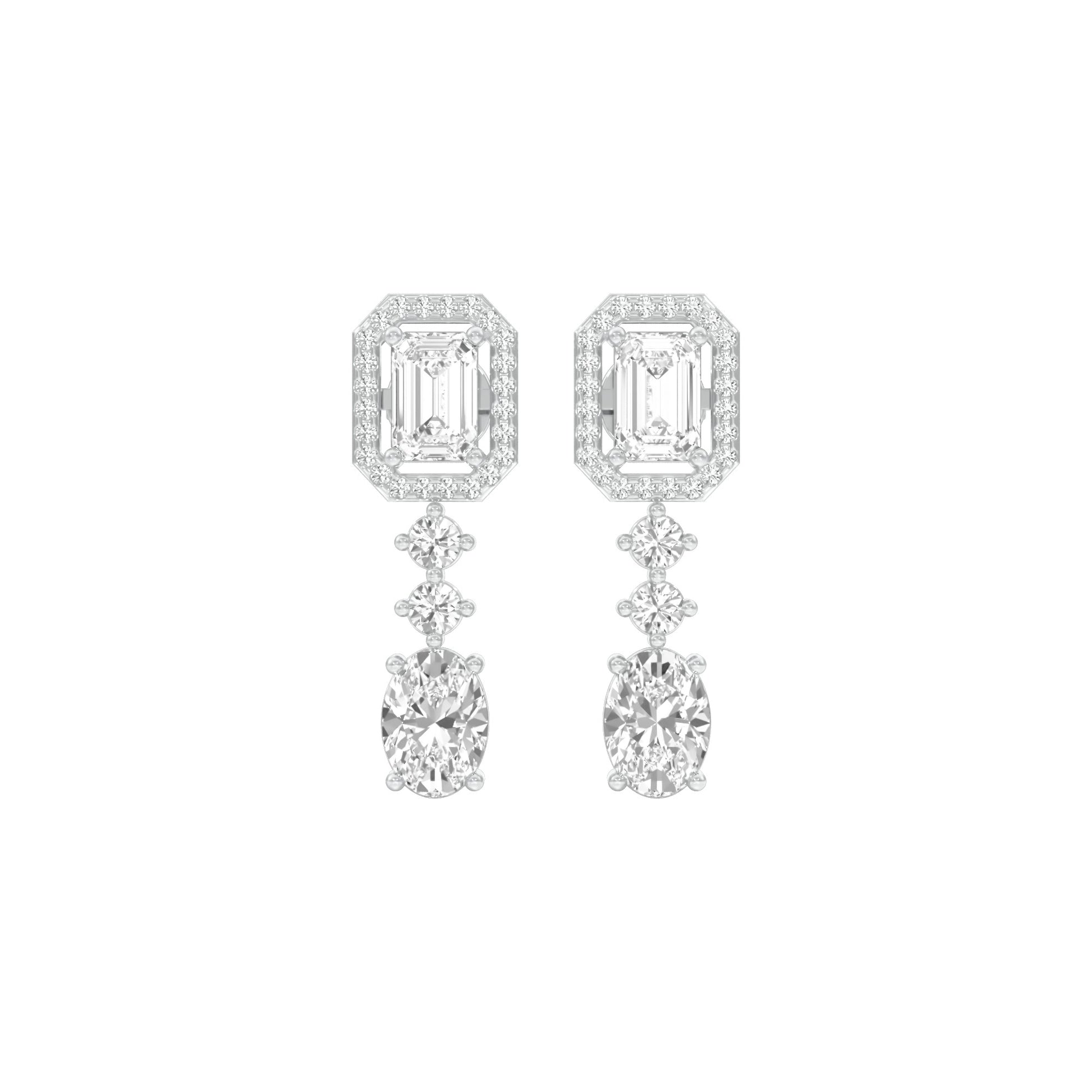 Glacier Block Diamond Drop Earrings 18 KT / White Gold