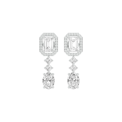 Glacier Block Diamond Drop Earrings 18 KT / White Gold