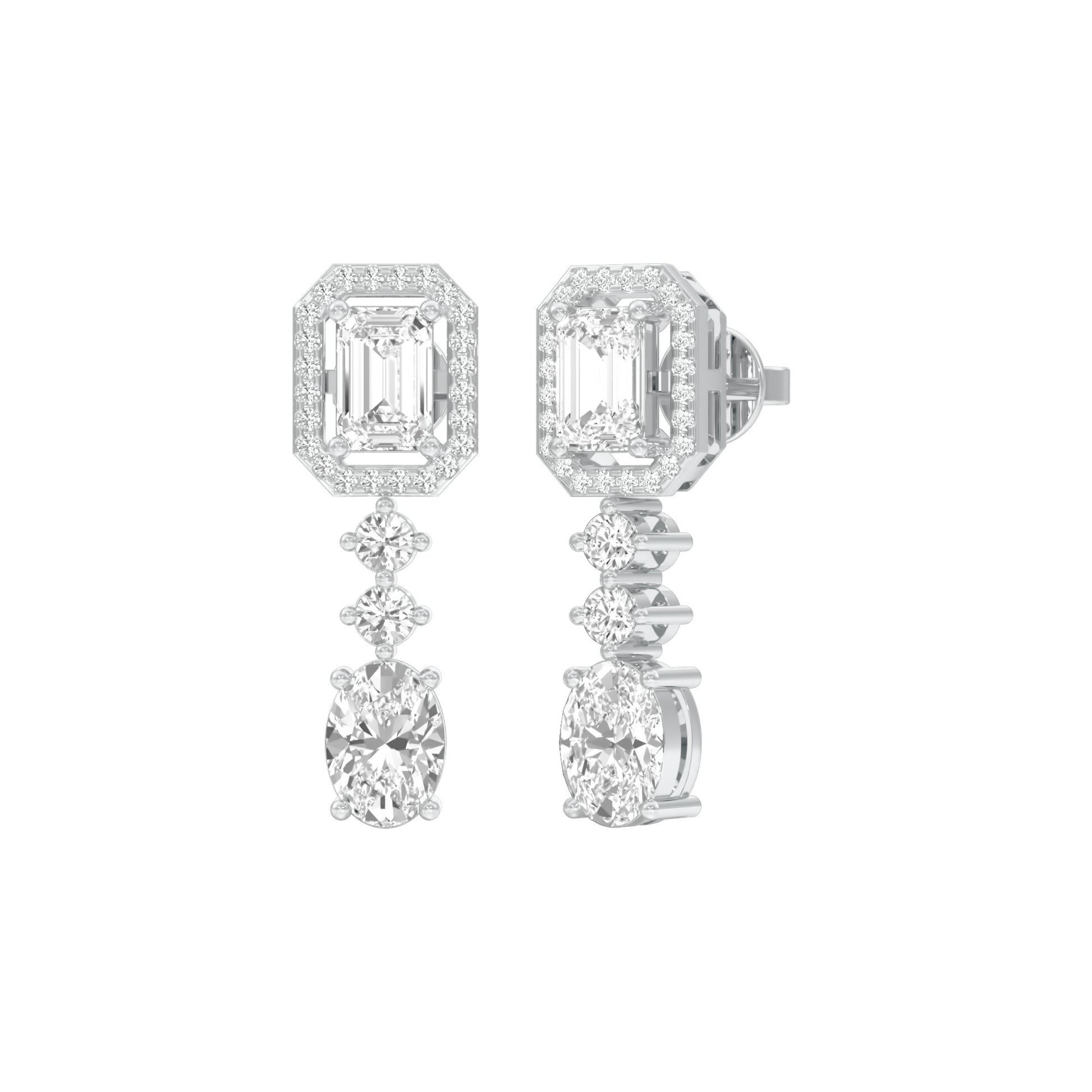 Glacier Block Diamond Drop Earrings 18 KT / White Gold