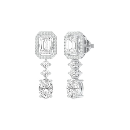 Glacier Block Diamond Drop Earrings 18 KT / White Gold
