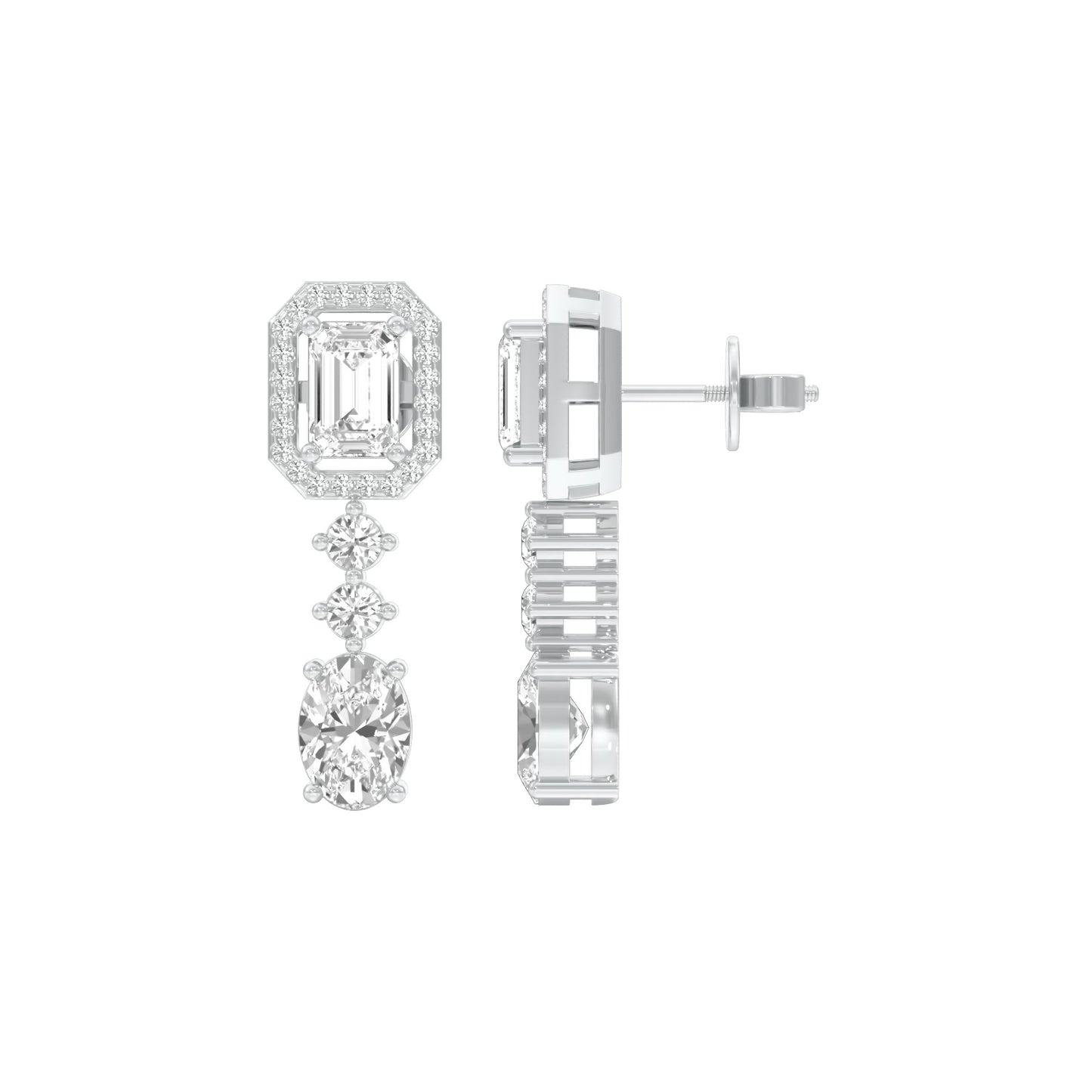 Glacier Block Diamond Drop Earrings 18 KT / White Gold