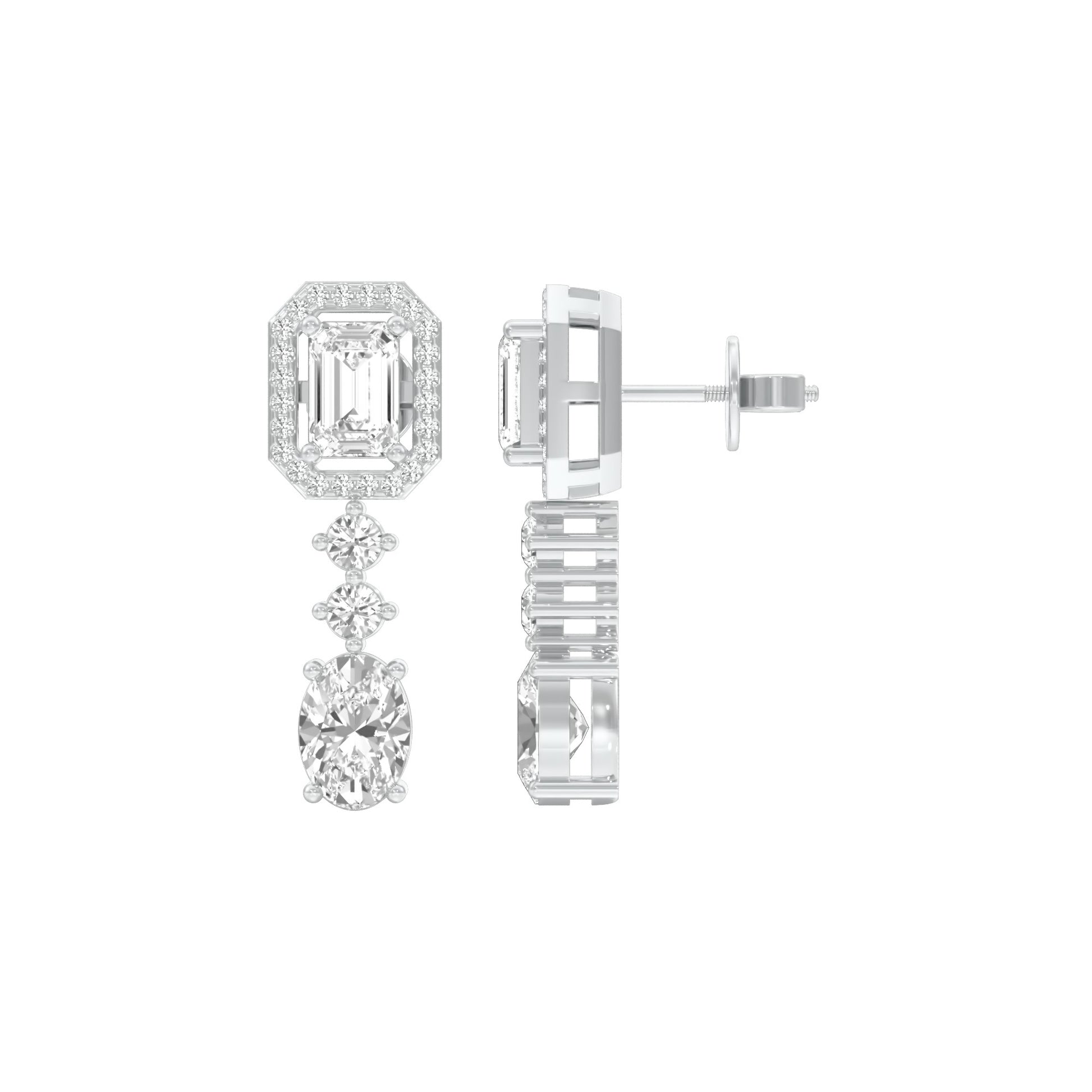 Glacier Block Diamond Drop Earrings 18 KT / White Gold