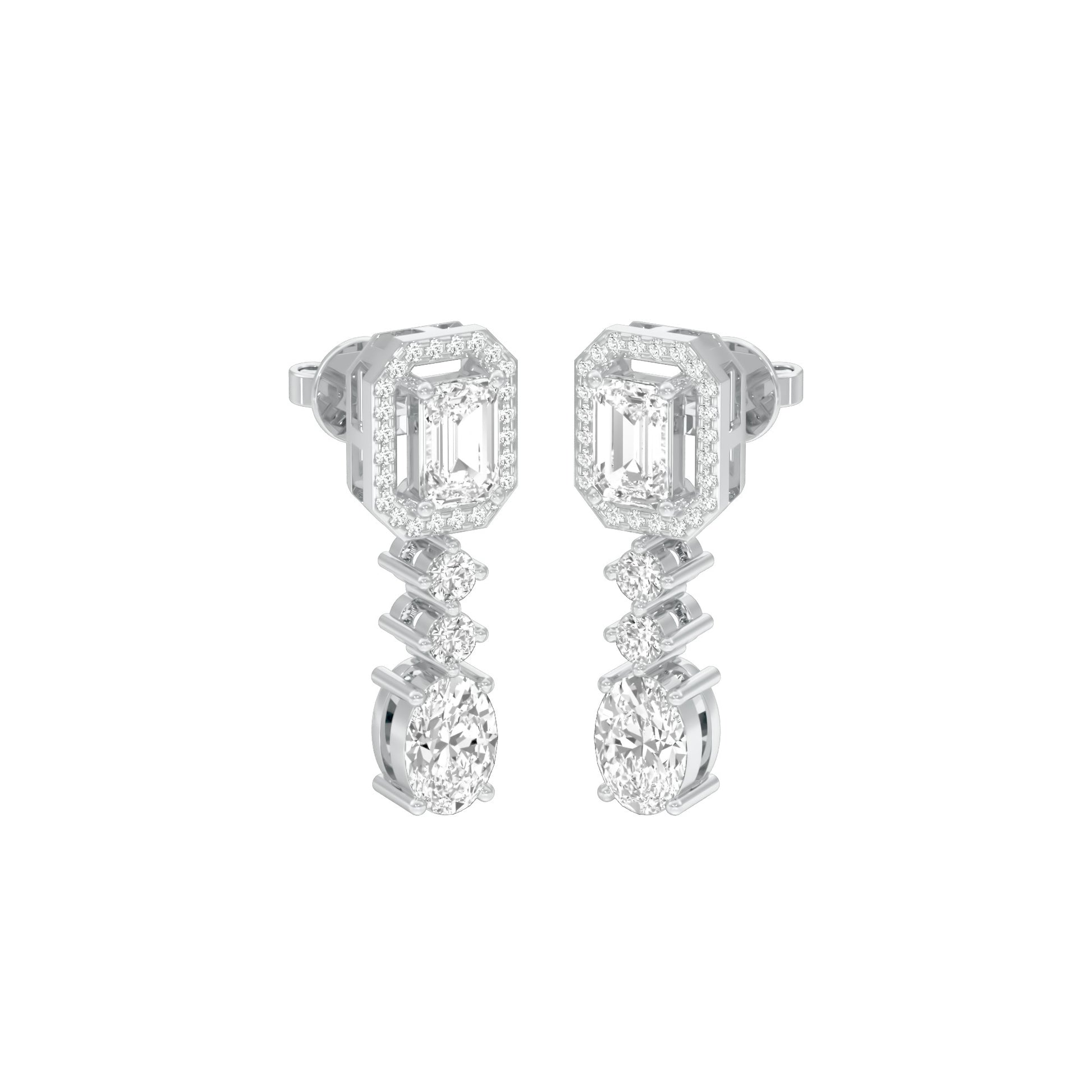Glacier Block Diamond Drop Earrings 18 KT / White Gold