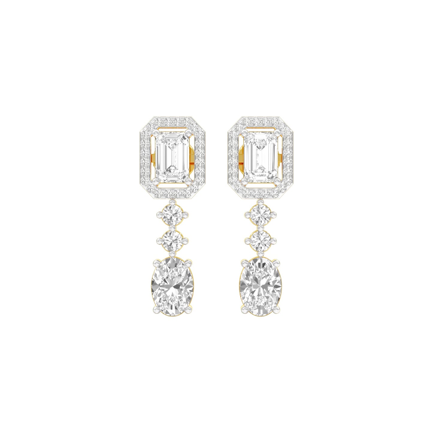 Glacier Block Diamond Drop Earrings 18 KT / Yellow Gold