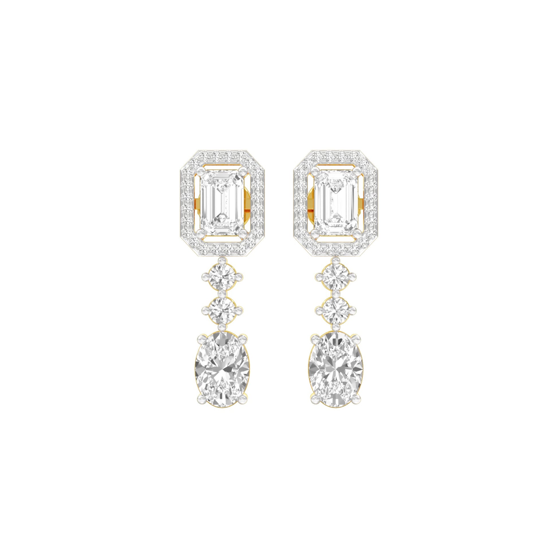 Glacier Block Diamond Drop Earrings 18 KT / Yellow Gold