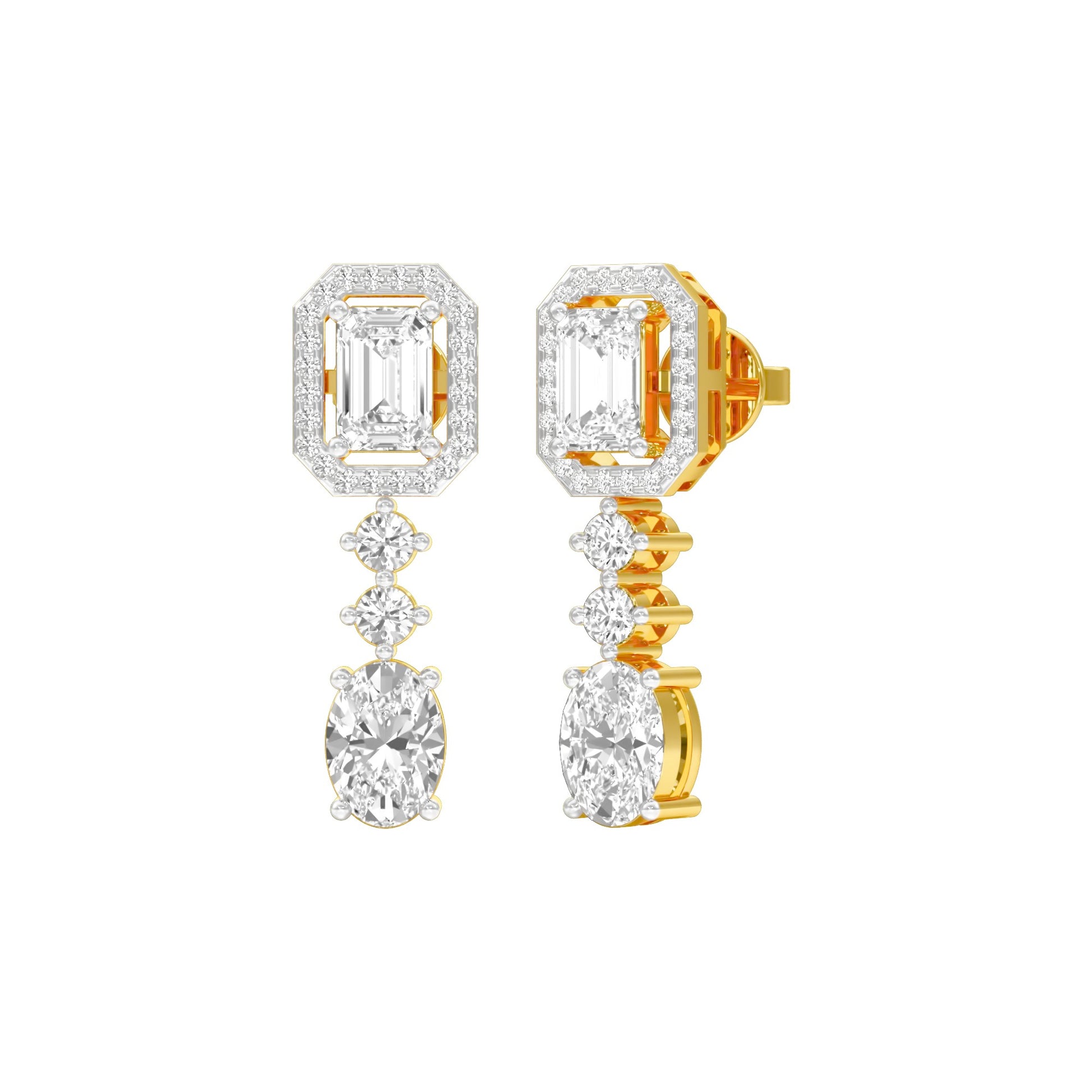 Glacier Block Diamond Drop Earrings 18 KT / Yellow Gold