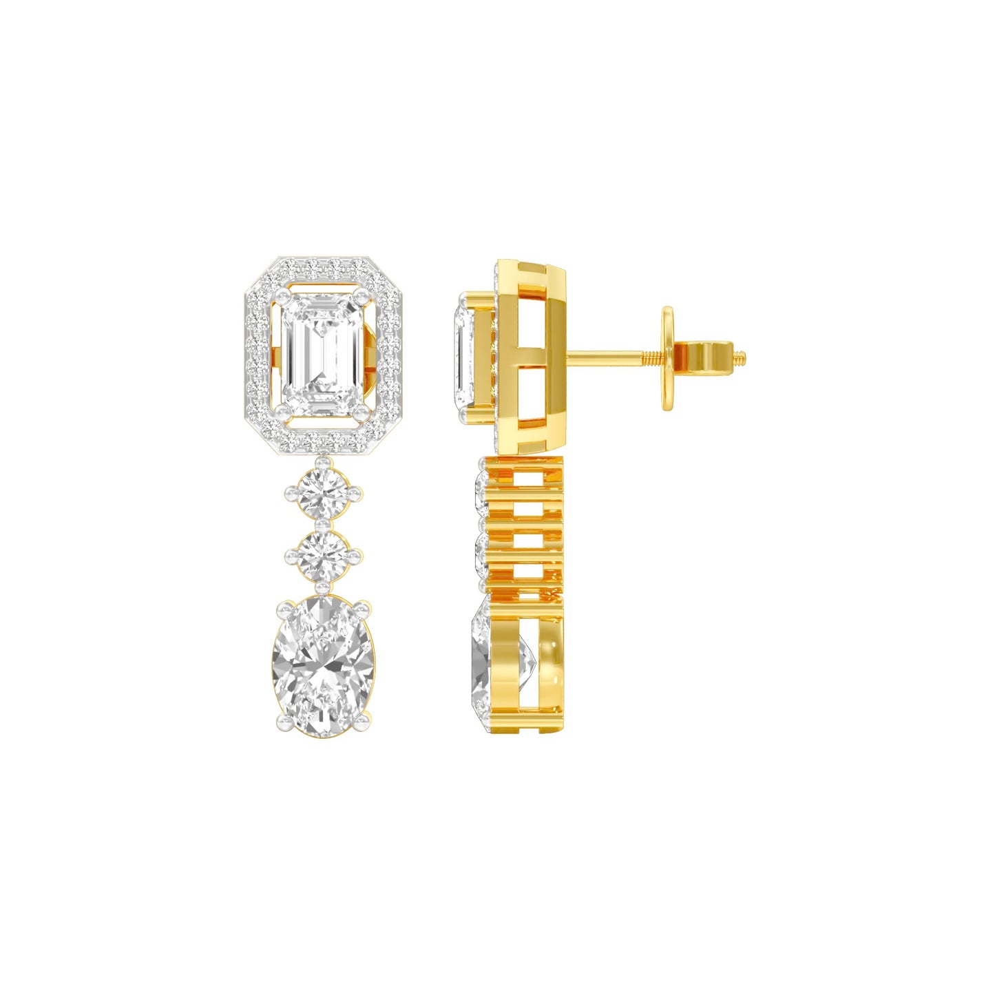 Glacier Block Diamond Drop Earrings 18 KT / Yellow Gold