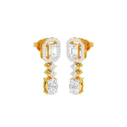 Glacier Block Diamond Drop Earrings 18 KT / Yellow Gold