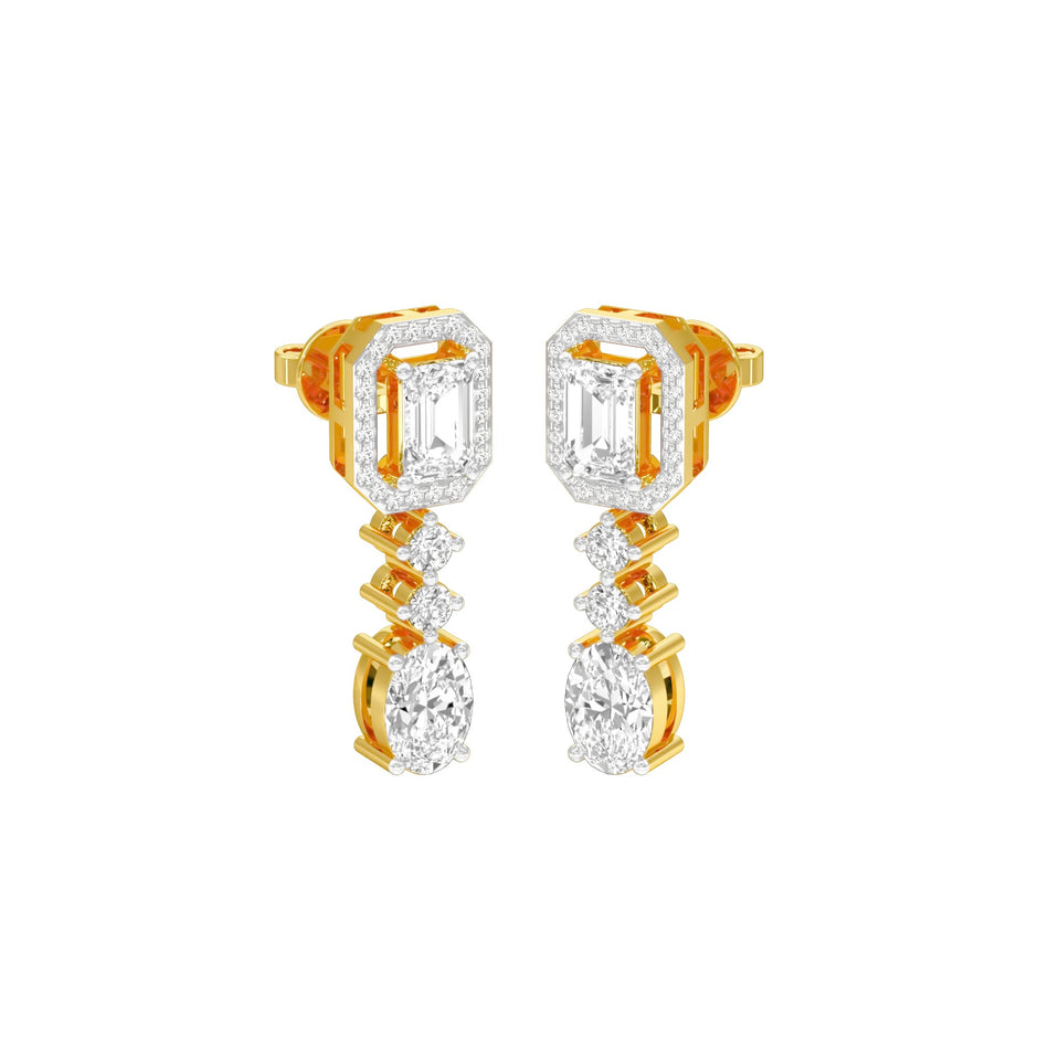 Glacier Block Diamond Drop Earrings 18 KT / Yellow Gold