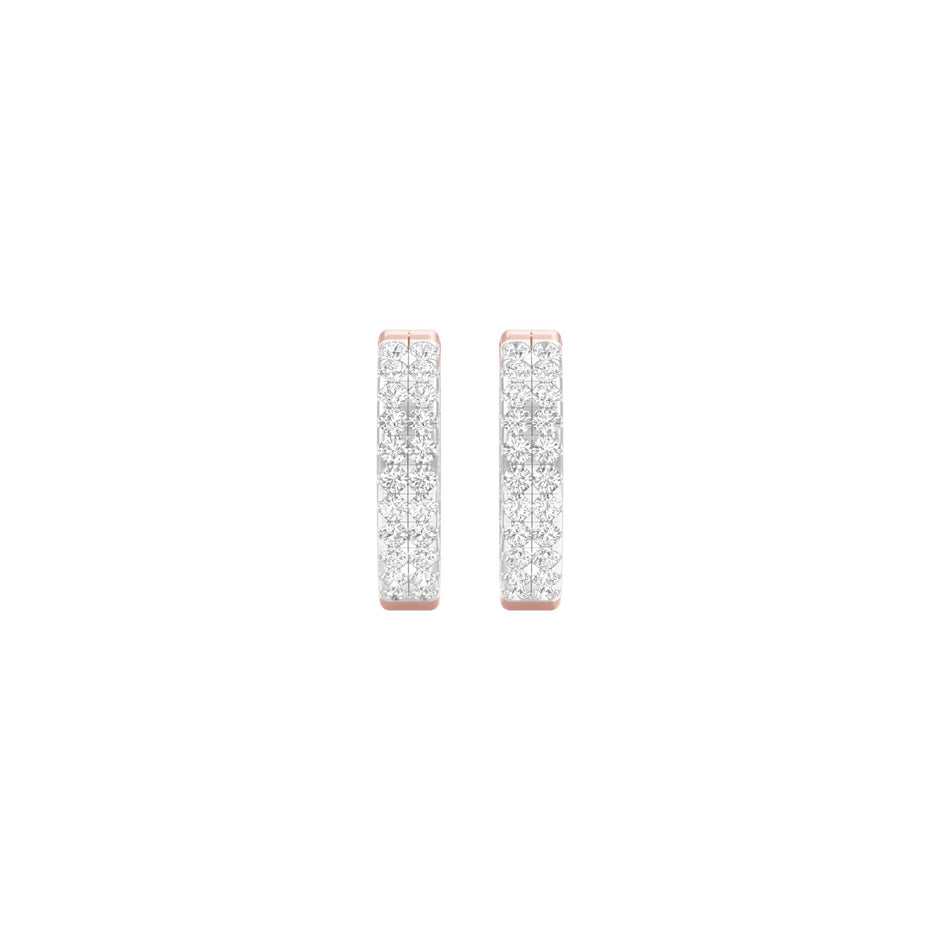 Double Beamed Diamond Bali Earrings 18 KT / Rose Gold