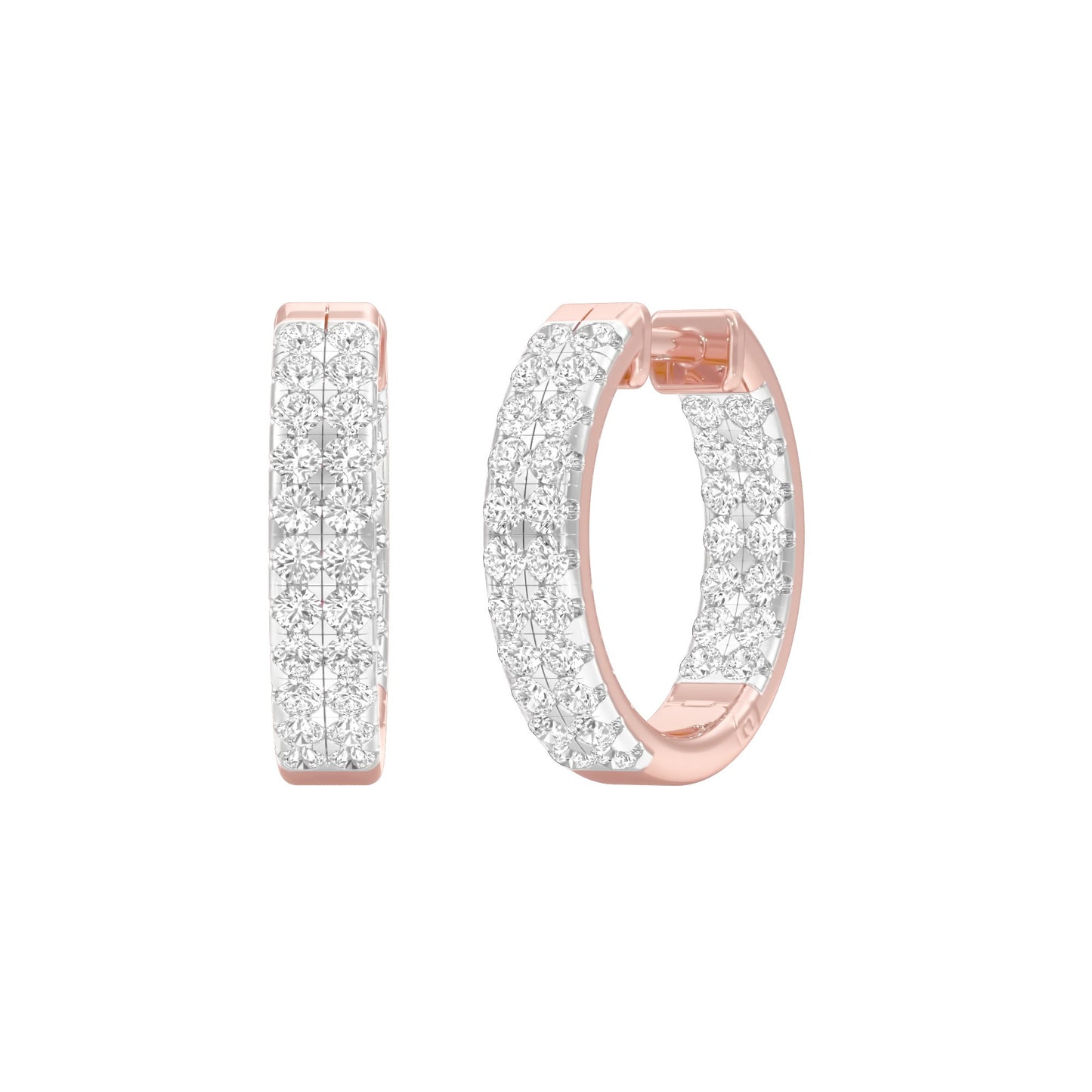 Double Beamed Diamond Bali Earrings 18 KT / Rose Gold