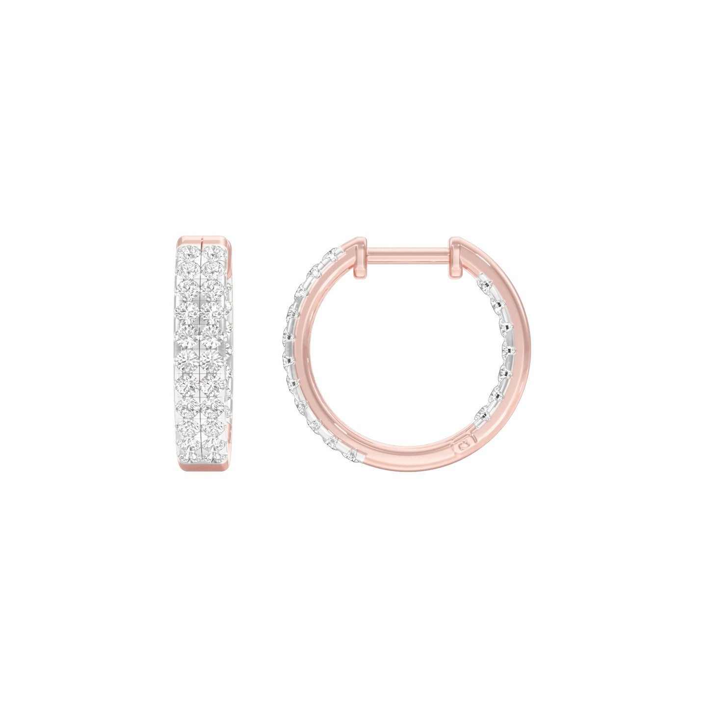 Double Beamed Diamond Bali Earrings 18 KT / Rose Gold