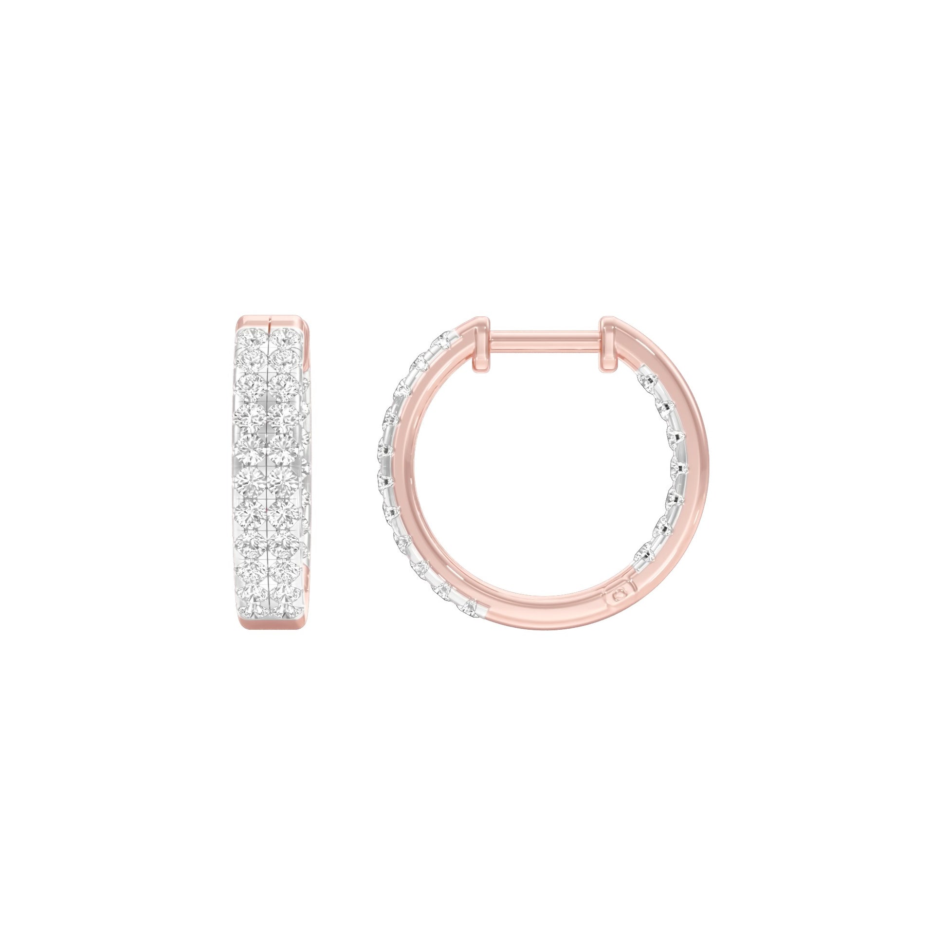 Double Beamed Diamond Bali Earrings 18 KT / Rose Gold