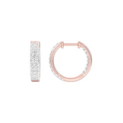 Double Beamed Diamond Bali Earrings 18 KT / Rose Gold