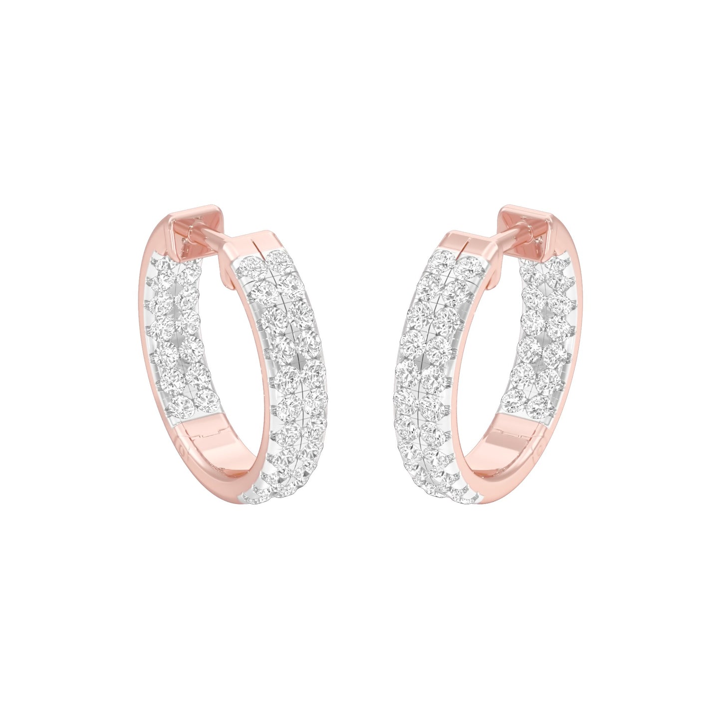 Double Beamed Diamond Bali Earrings 18 KT / Rose Gold