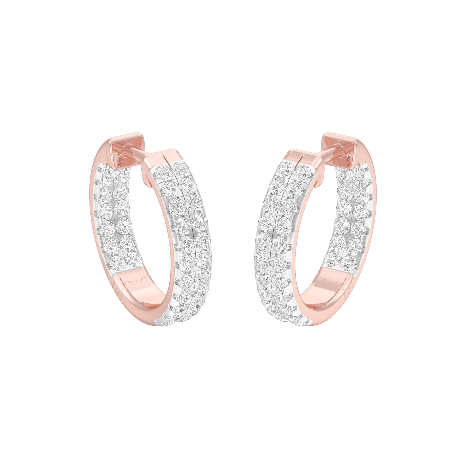 Double Beamed Diamond Bali Earrings 18 KT / Rose Gold