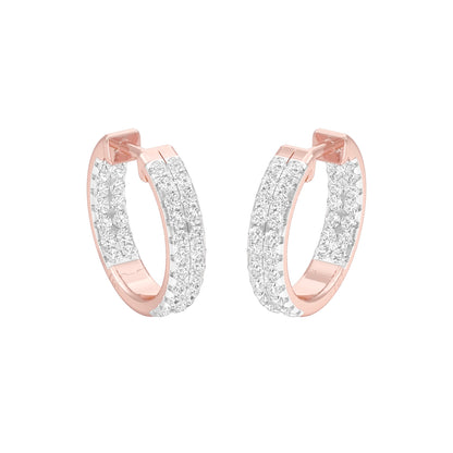 Double Beamed Diamond Bali Earrings 18 KT / Rose Gold