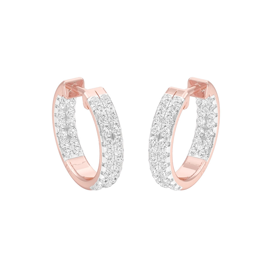 Double Beamed Diamond Bali Earrings 18 KT / Rose Gold