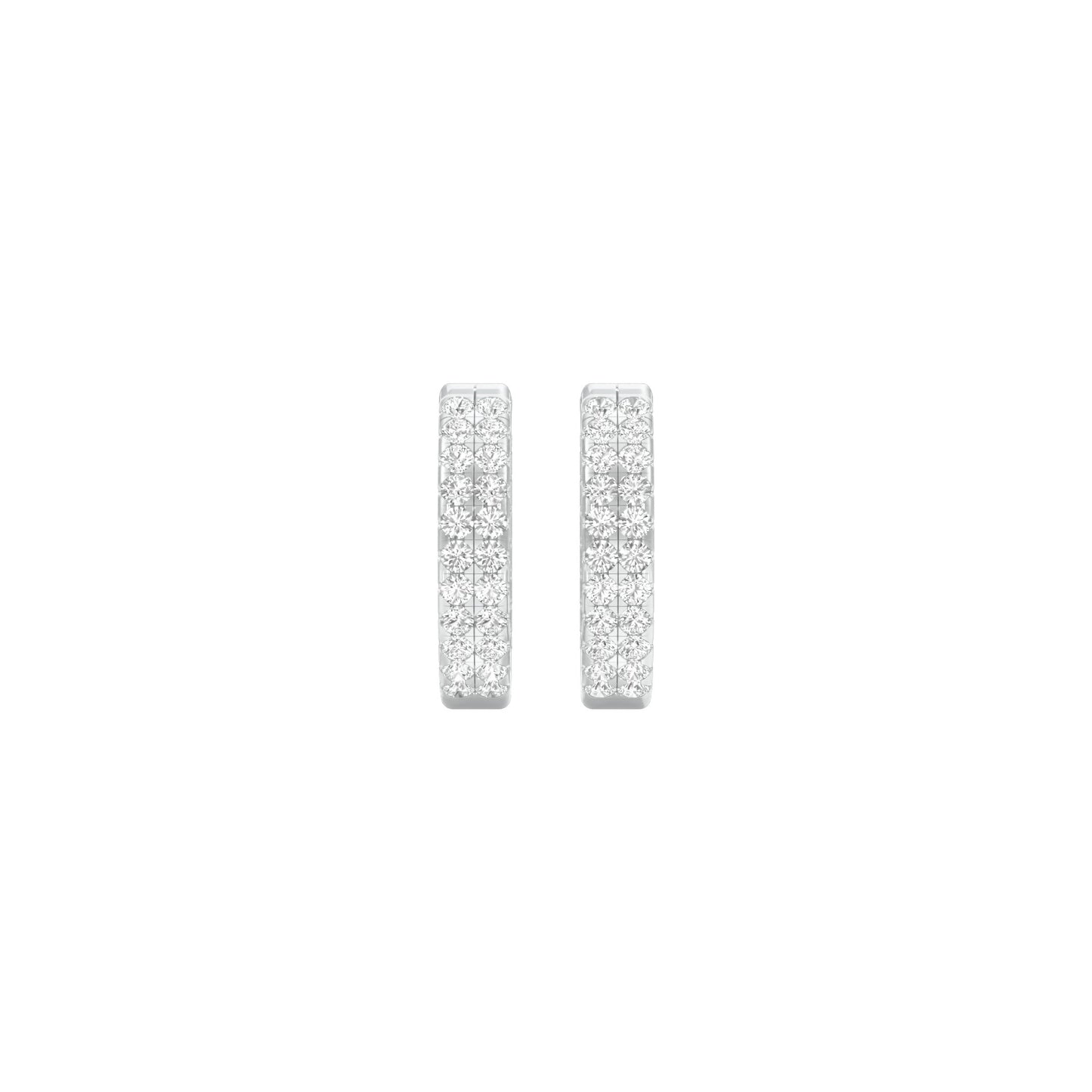 Double Beamed Diamond Bali Earrings 18 KT / White Gold
