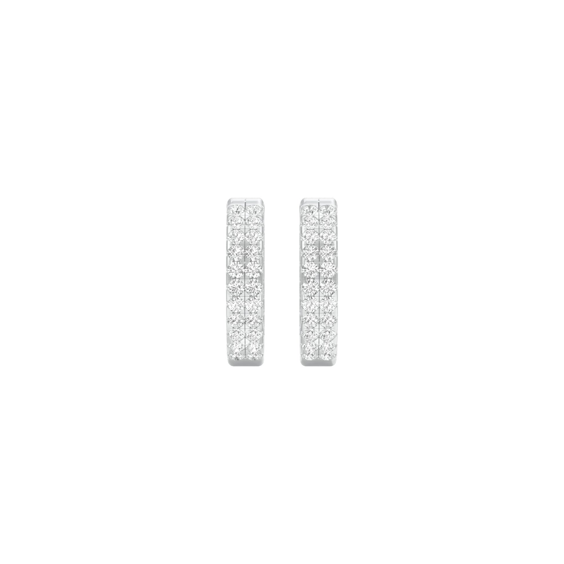 Double Beamed Diamond Bali Earrings 18 KT / White Gold