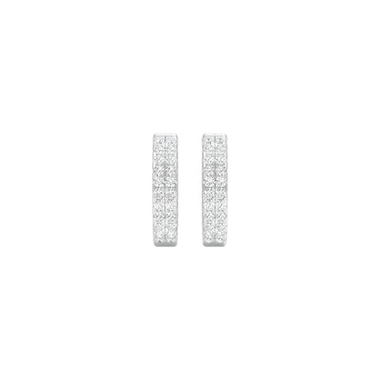 Double Beamed Diamond Bali Earrings 18 KT / White Gold