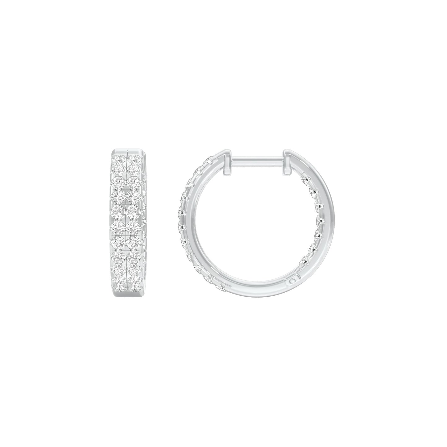 Double Beamed Diamond Bali Earrings 18 KT / White Gold