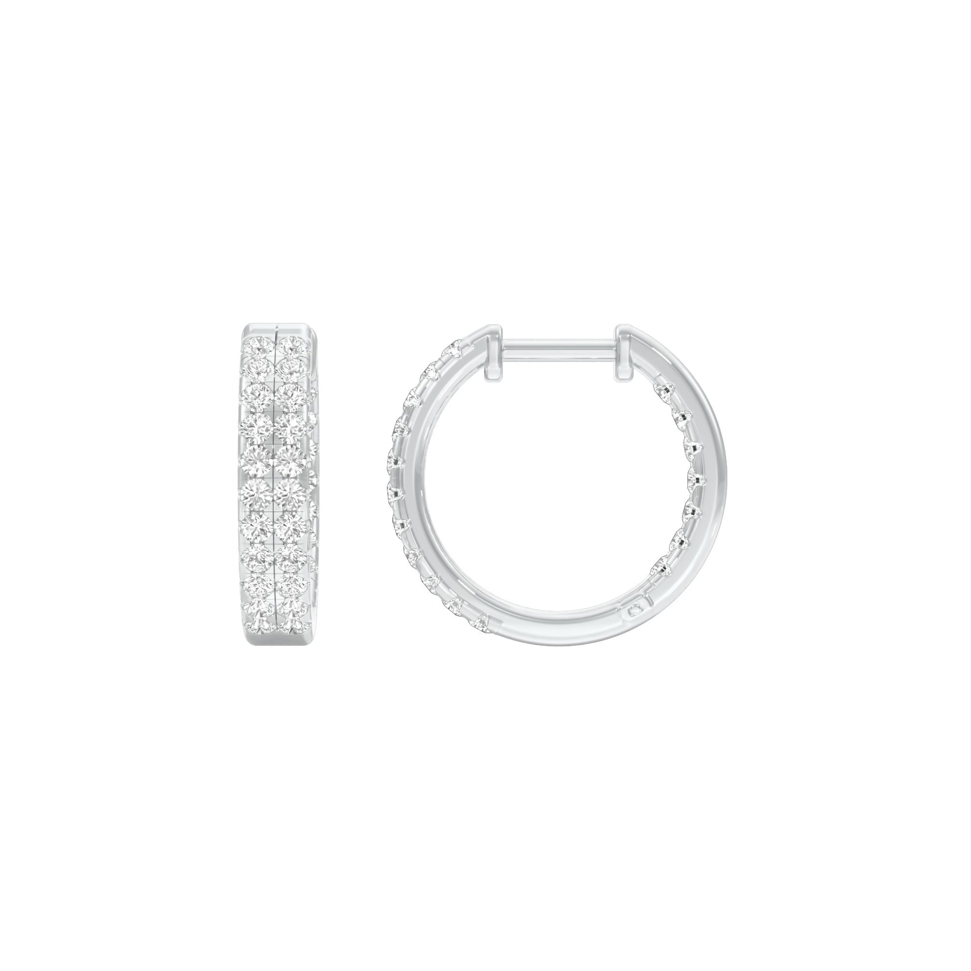 Double Beamed Diamond Bali Earrings 18 KT / White Gold