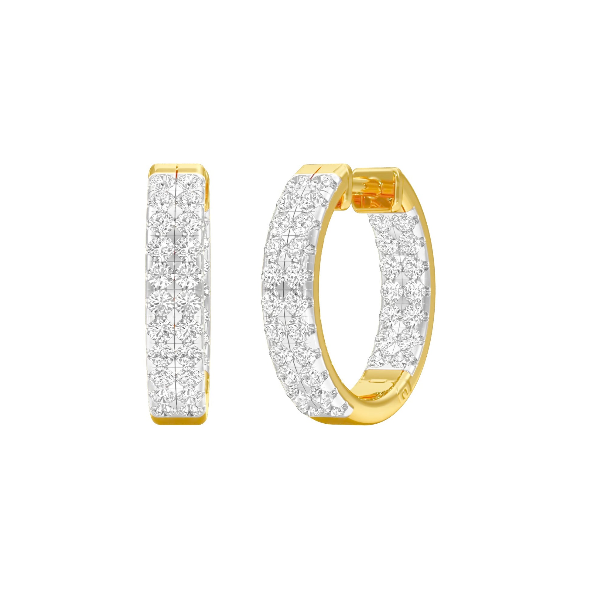 Double Beamed Diamond Bali Earrings 18 KT / Yellow Gold