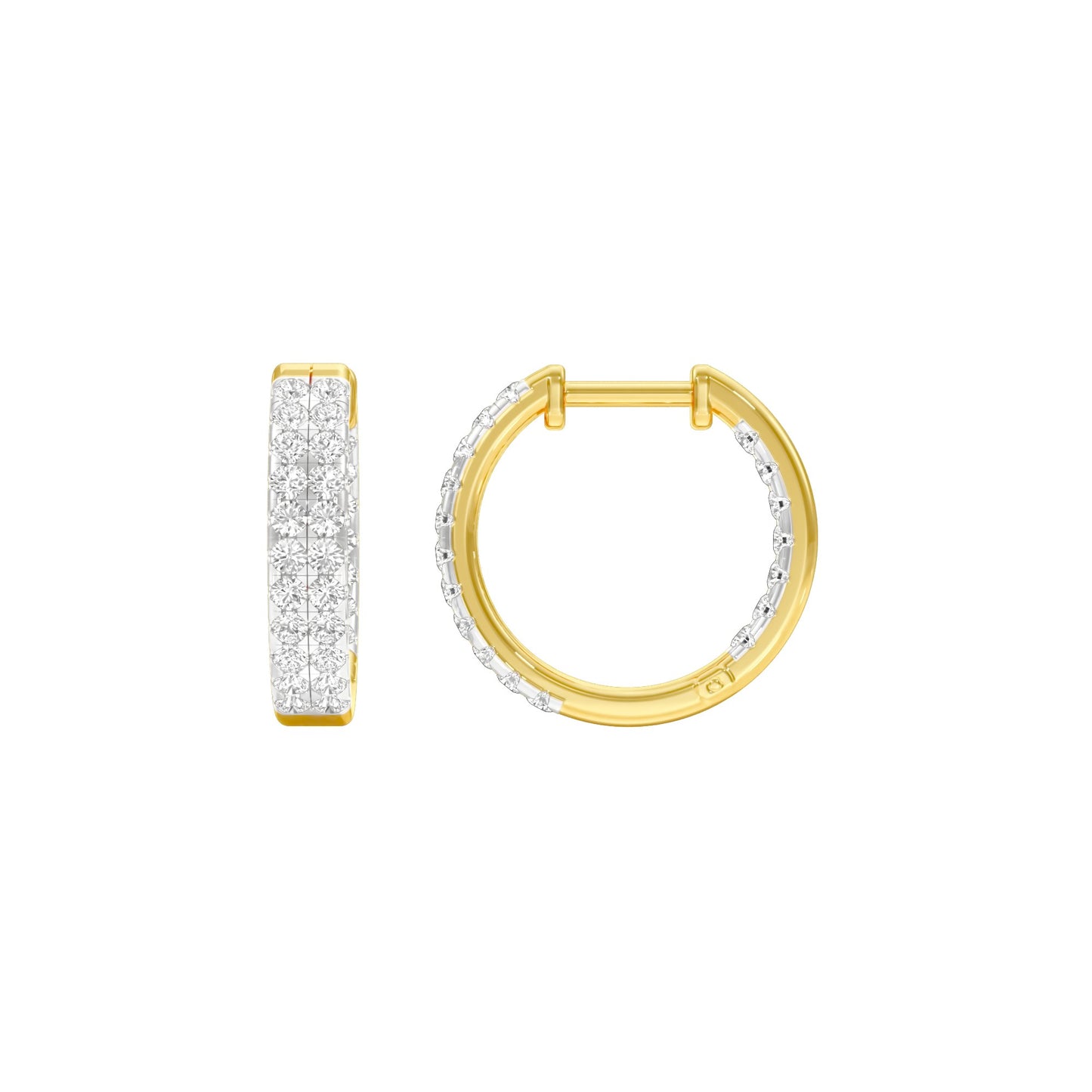 Double Beamed Diamond Bali Earrings 18 KT / Yellow Gold