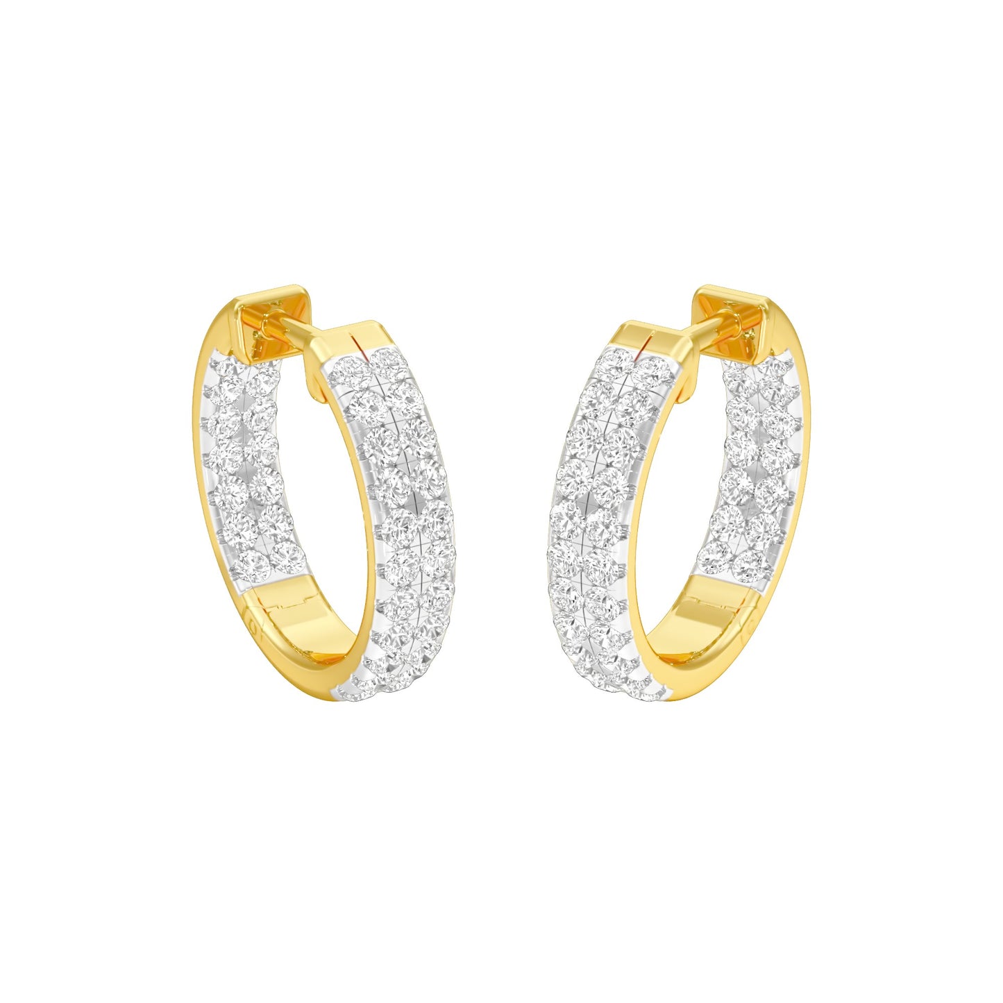 Double Beamed Diamond Bali Earrings 18 KT / Yellow Gold