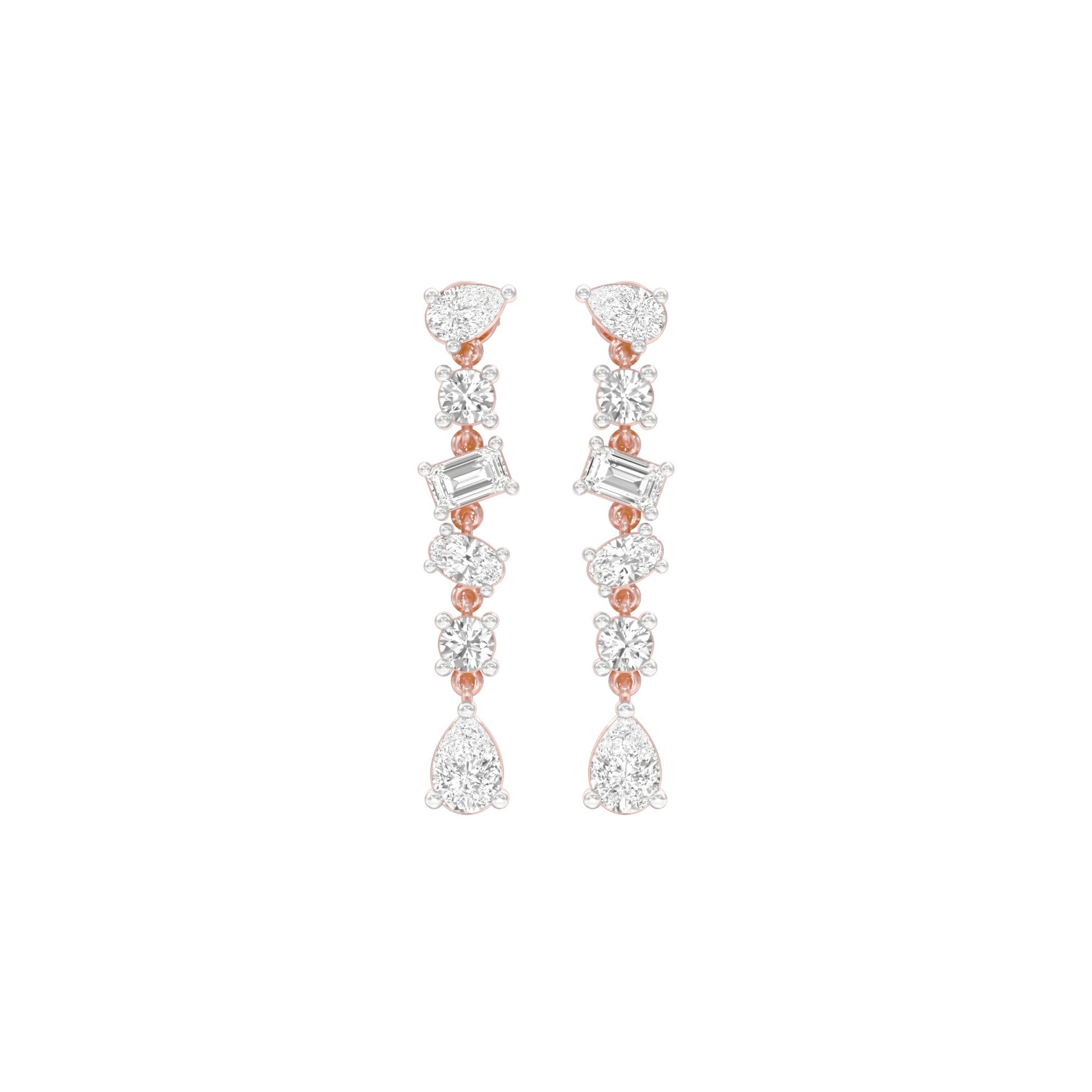 Raining Diamond Drop Earrings 18 KT / Rose Gold