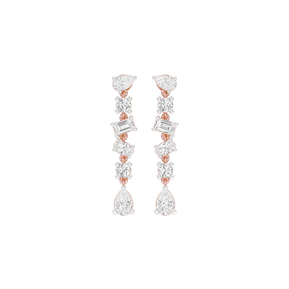 Raining Diamond Drop Earrings 18 KT / Rose Gold