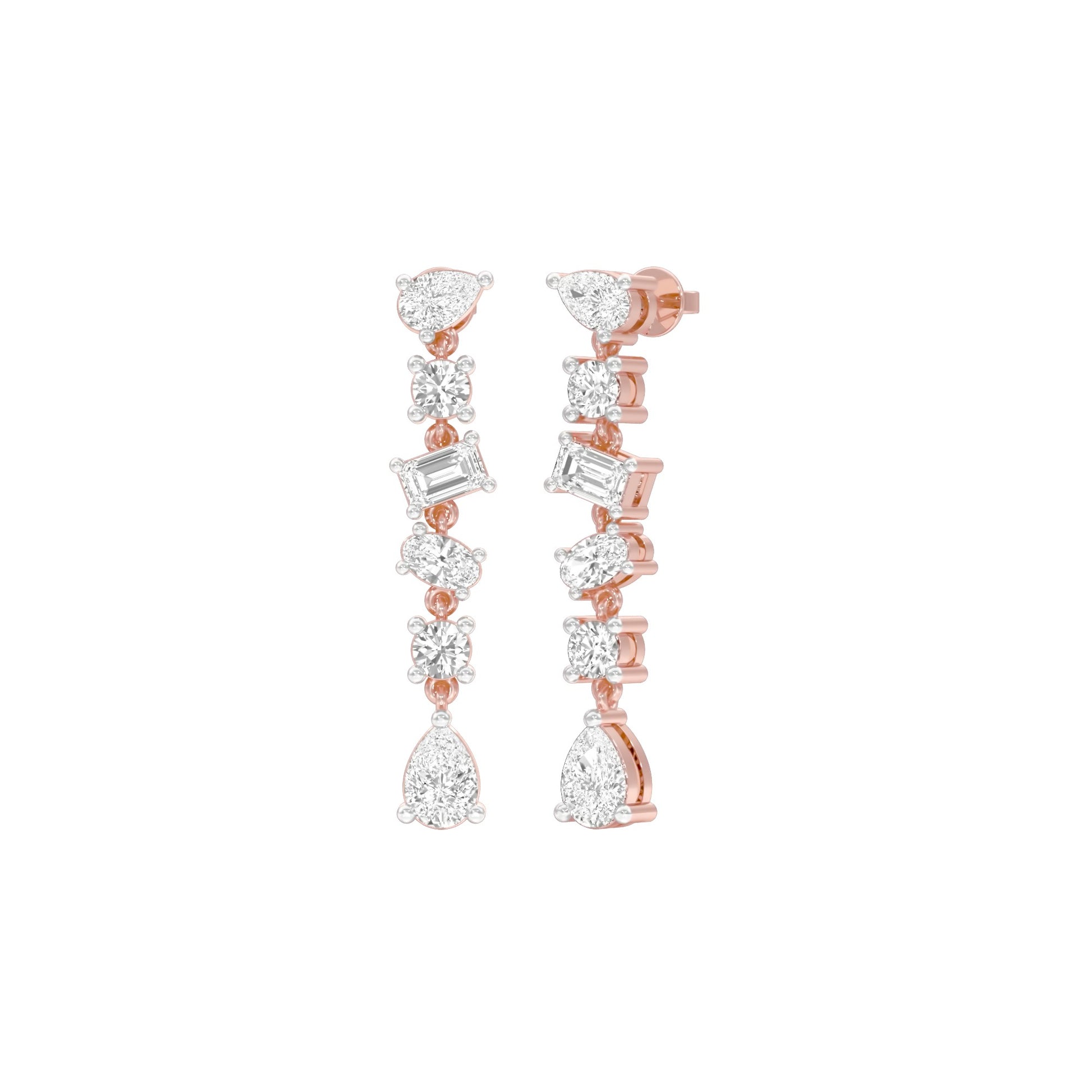 Raining Diamond Drop Earrings 18 KT / Rose Gold