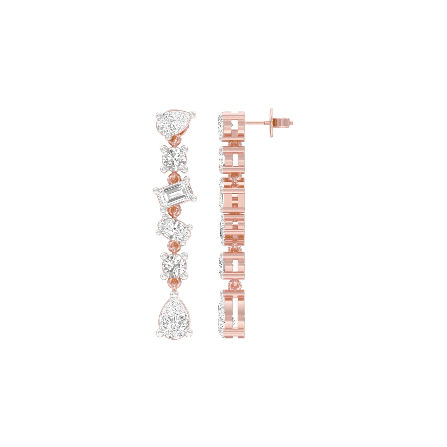 Raining Diamond Drop Earrings 18 KT / Rose Gold