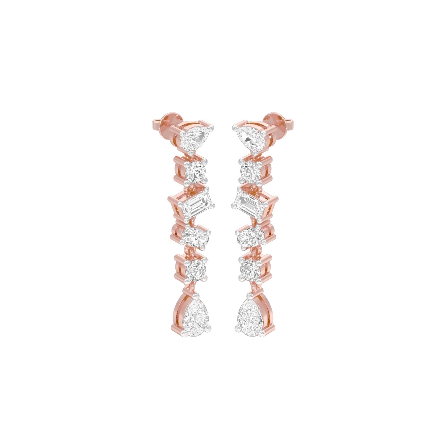 Raining Diamond Drop Earrings 18 KT / Rose Gold