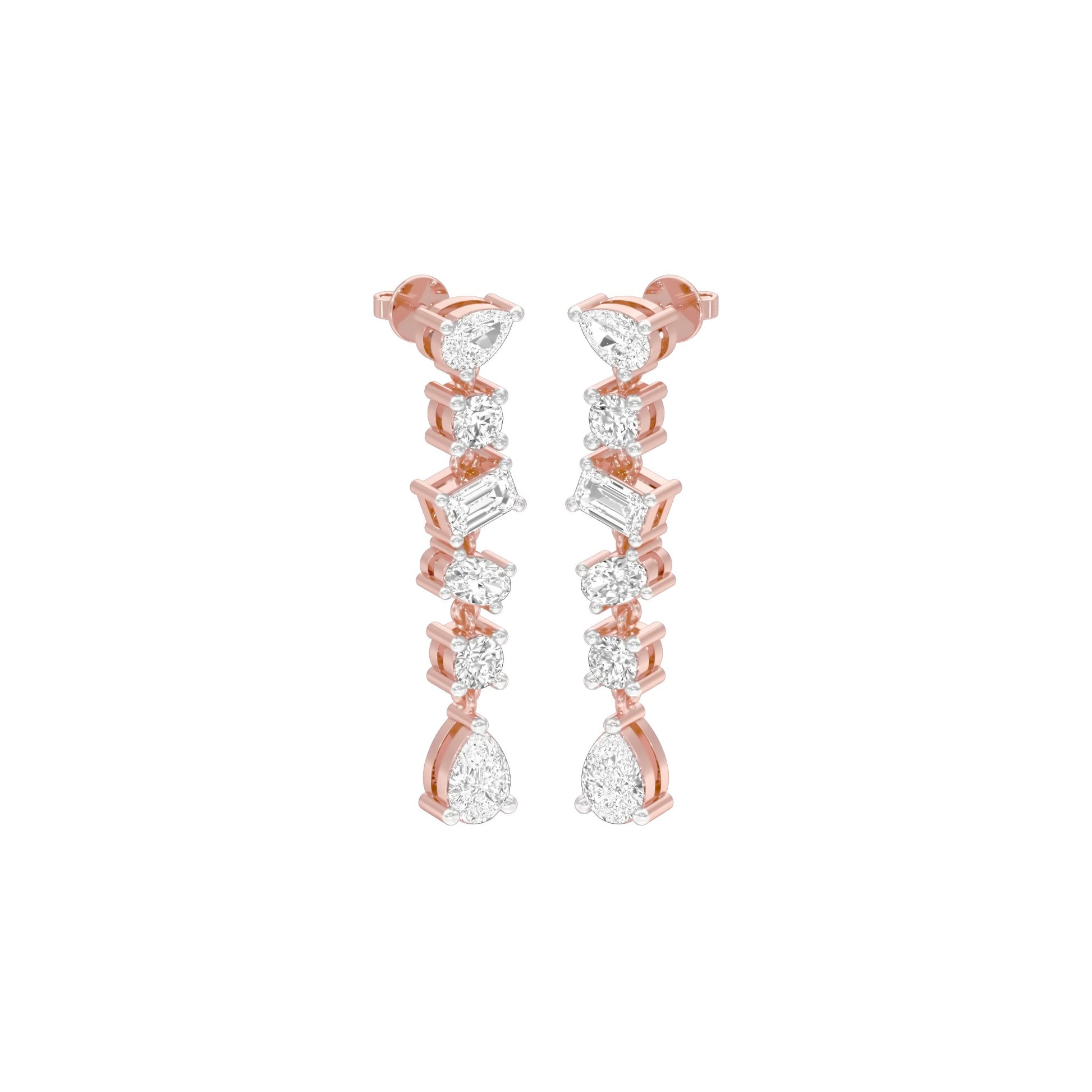 Raining Diamond Drop Earrings 18 KT / Rose Gold