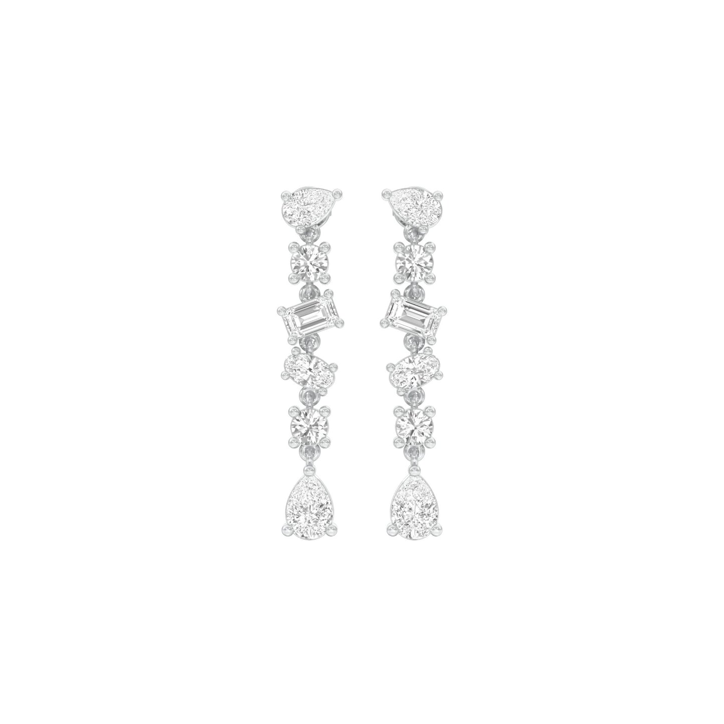 Raining Diamond Drop Earrings 18 KT / White Gold