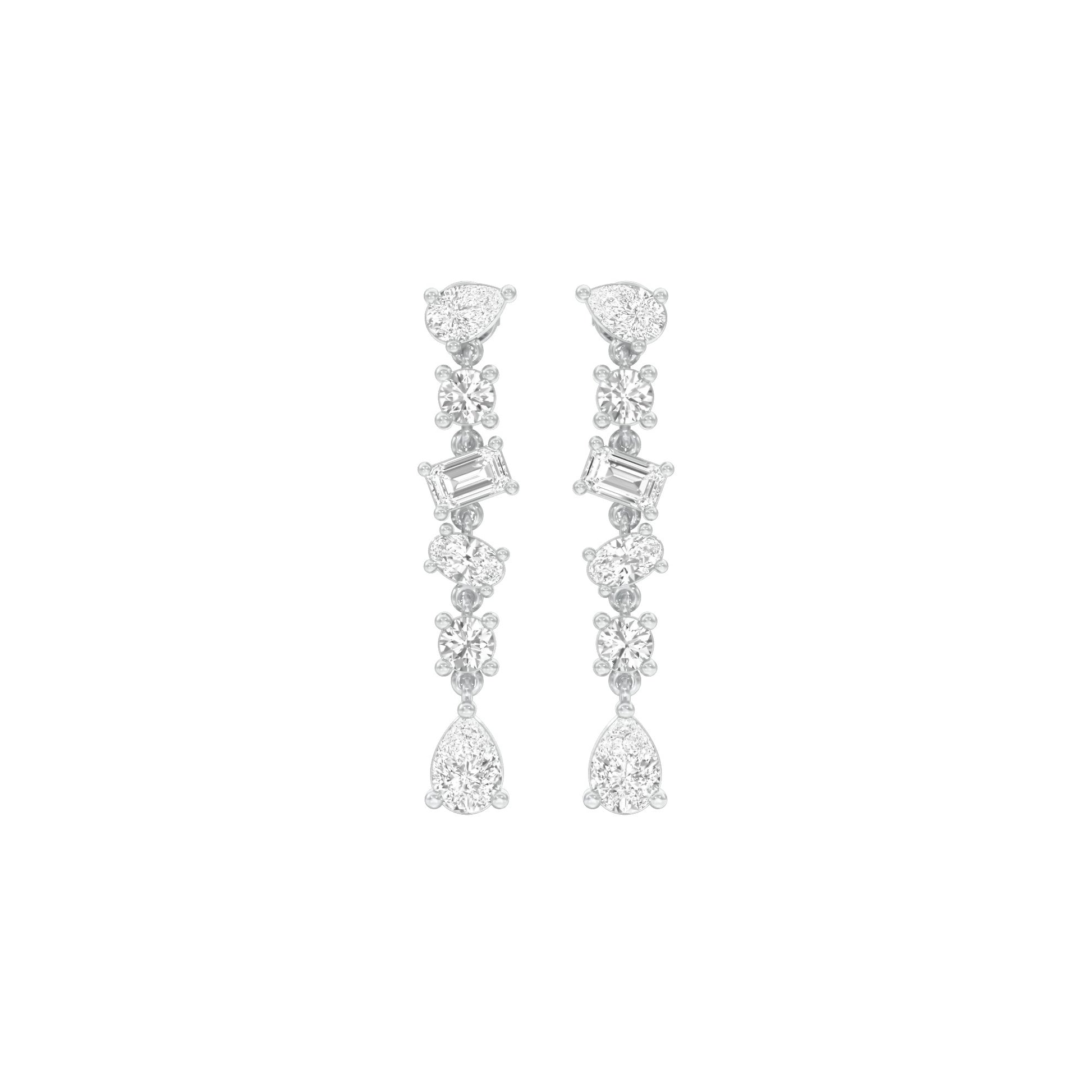 Raining Diamond Drop Earrings 18 KT / White Gold