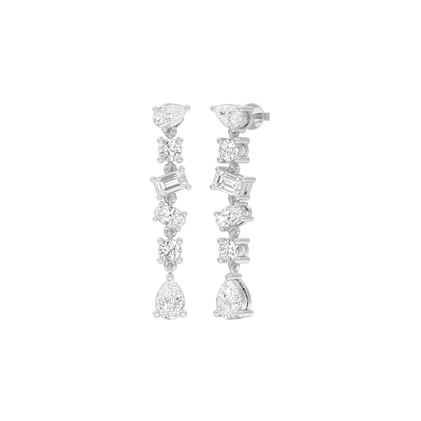 Raining Diamond Drop Earrings 18 KT / White Gold
