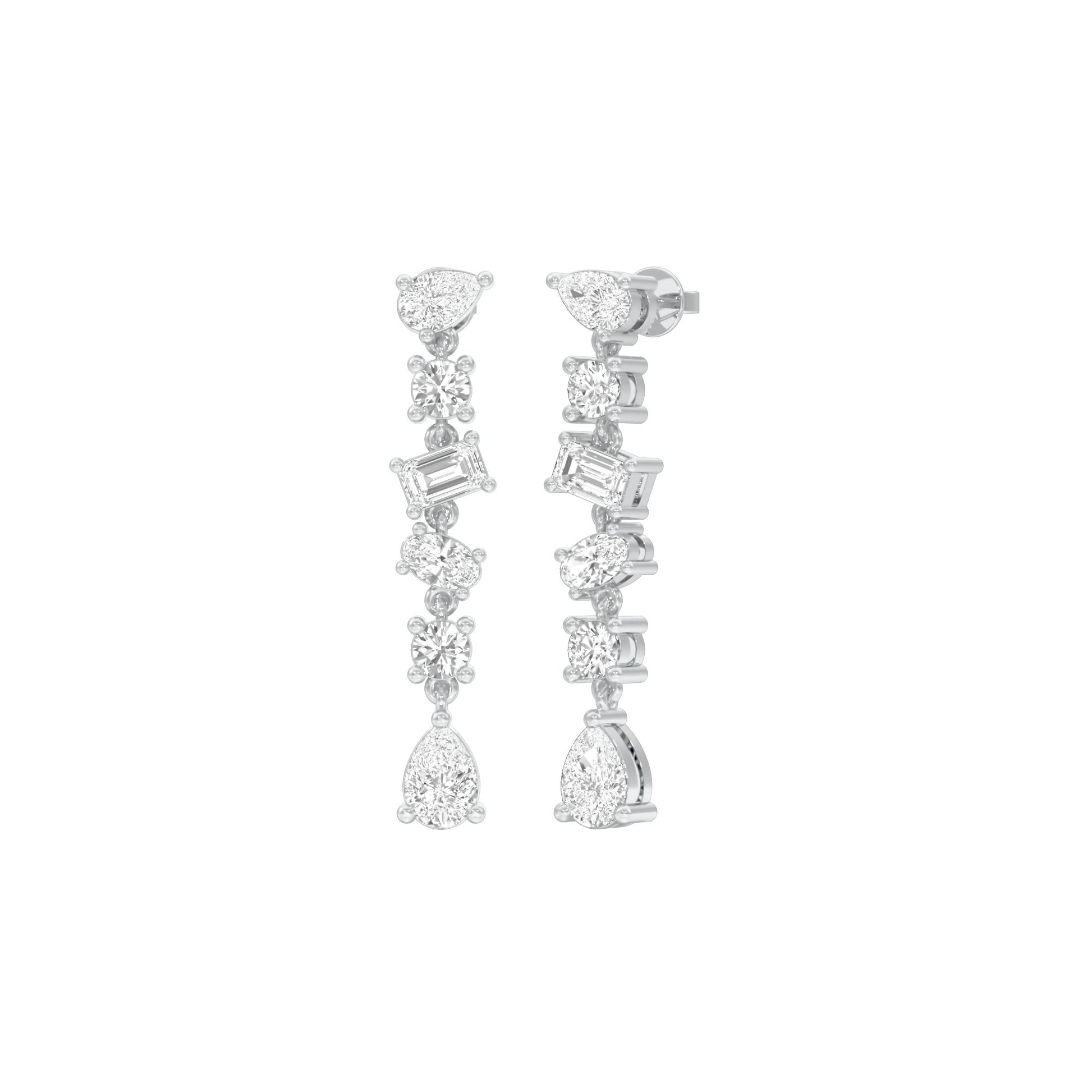 Raining Diamond Drop Earrings 18 KT / White Gold
