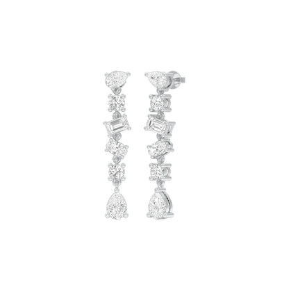 Raining Diamond Drop Earrings 18 KT / White Gold