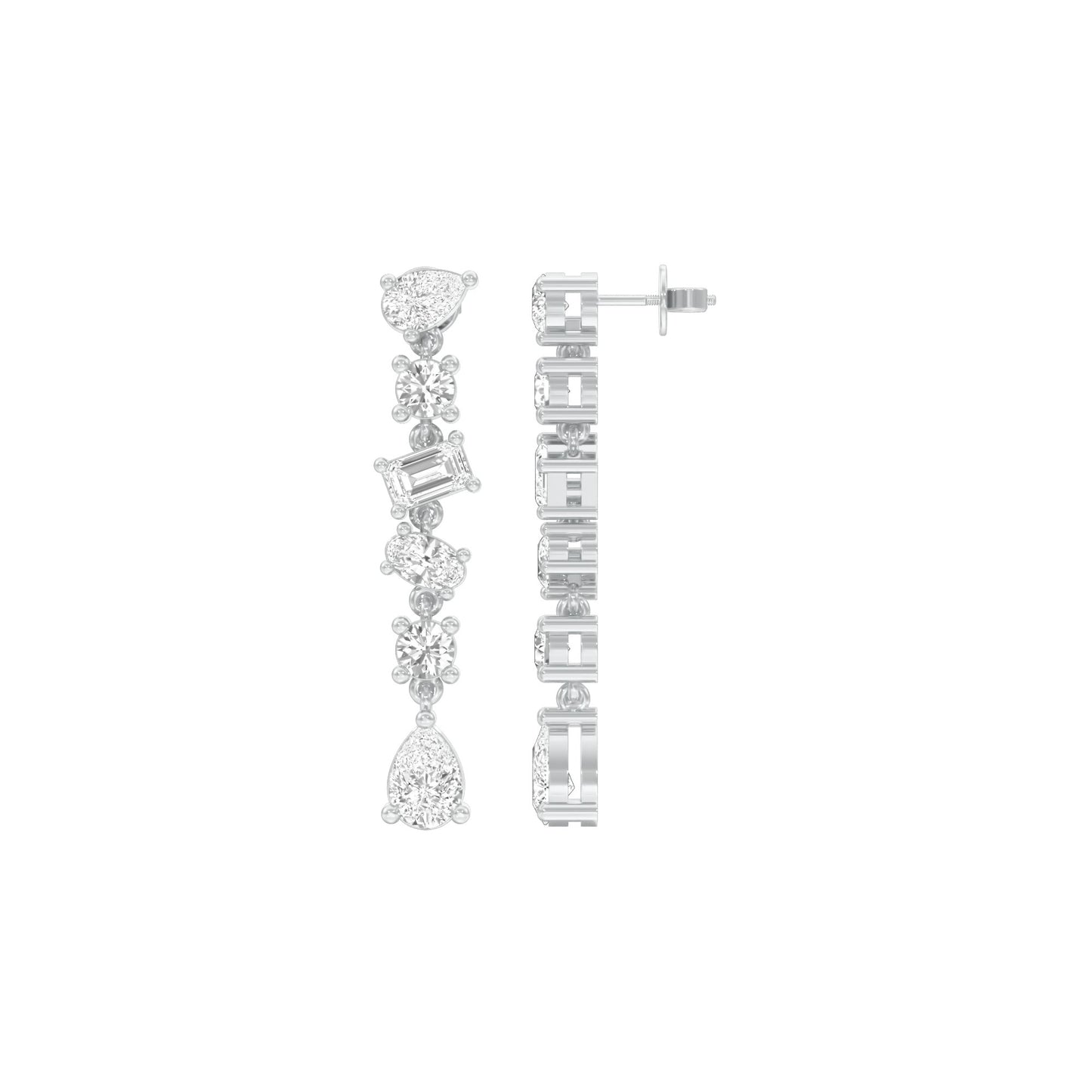 Raining Diamond Drop Earrings 18 KT / White Gold