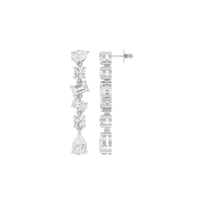 Raining Diamond Drop Earrings 18 KT / White Gold