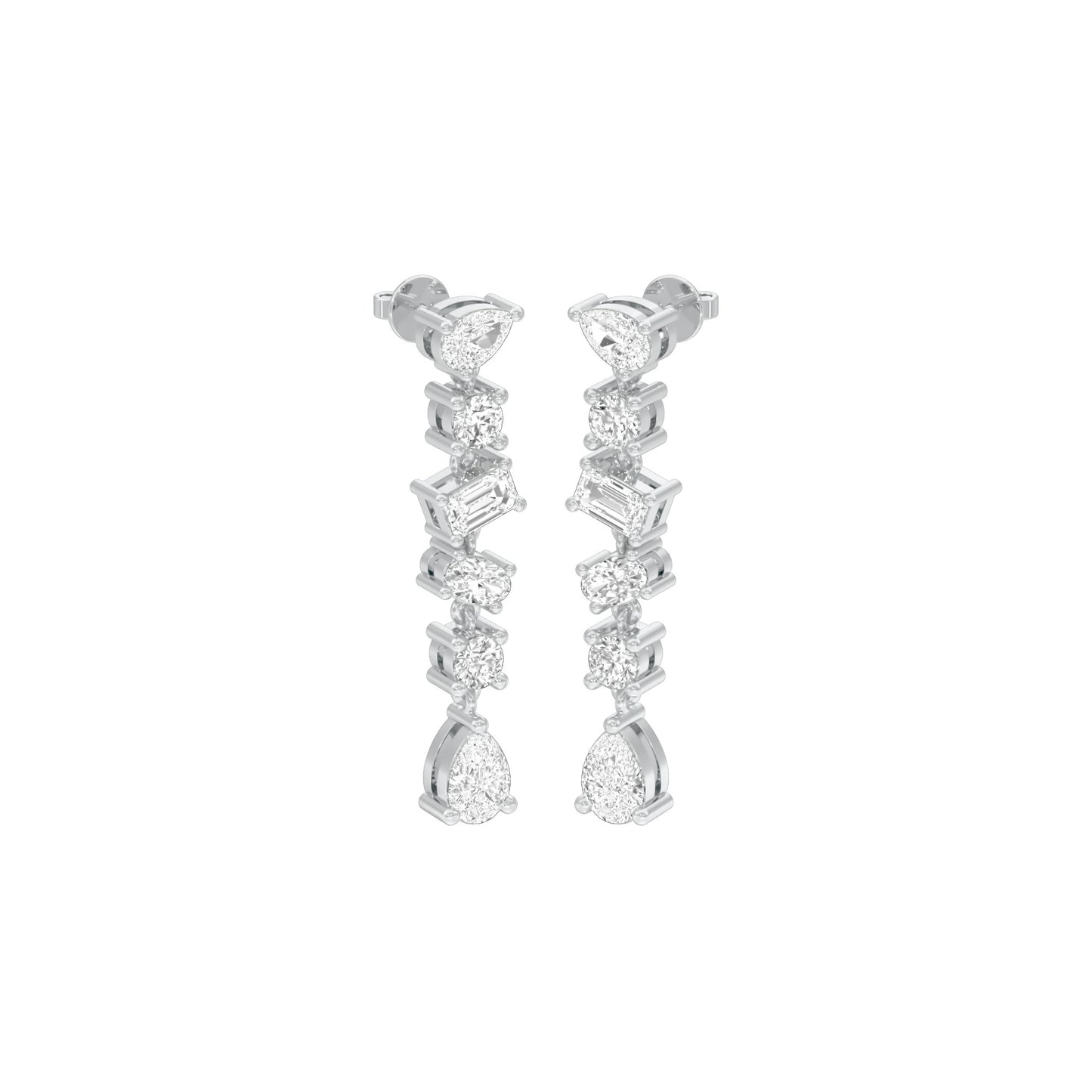 Raining Diamond Drop Earrings 18 KT / White Gold