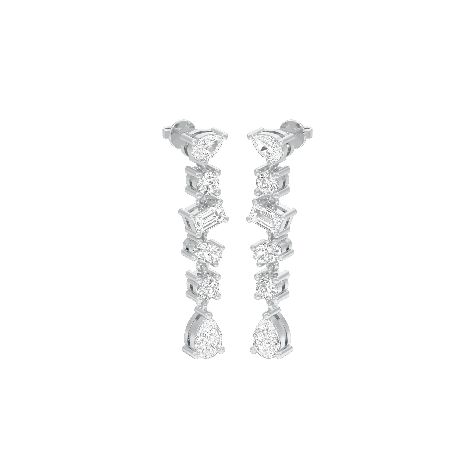 Raining Diamond Drop Earrings 18 KT / White Gold