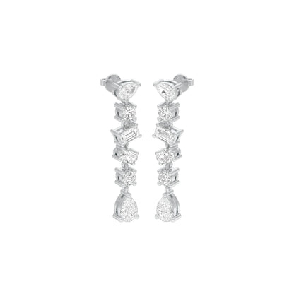 Raining Diamond Drop Earrings 18 KT / White Gold