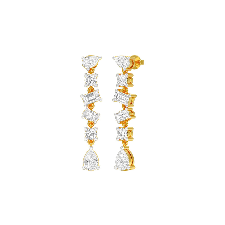 Raining Diamond Drop Earrings 18 KT / Yellow Gold