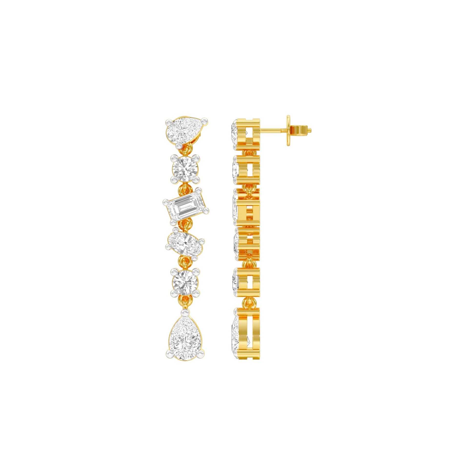 Raining Diamond Drop Earrings 18 KT / Yellow Gold