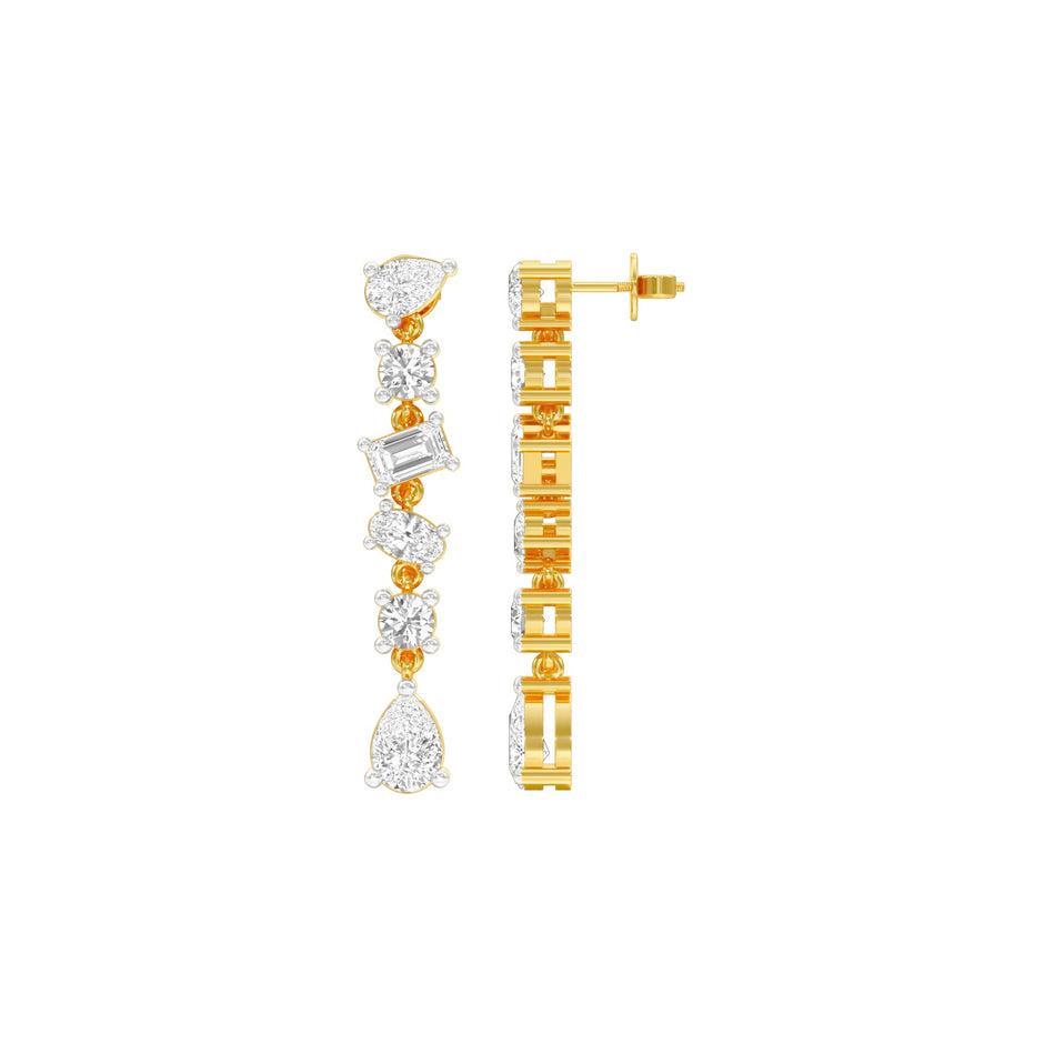 Raining Diamond Drop Earrings 18 KT / Yellow Gold
